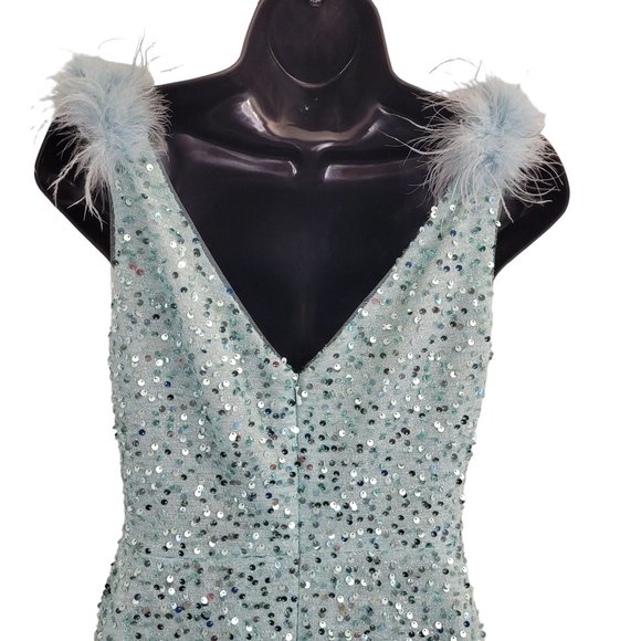 NEW Blue Dress Below Knee Sparkle Size 8 V Neck - Picture 4 of 10